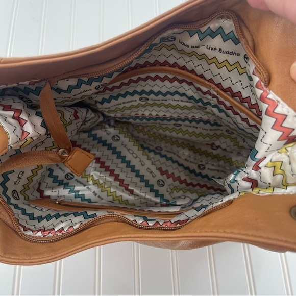 BIG Buddha Camel Brown Shoulder Bag Purse Gold Details - Picture 8 of 11